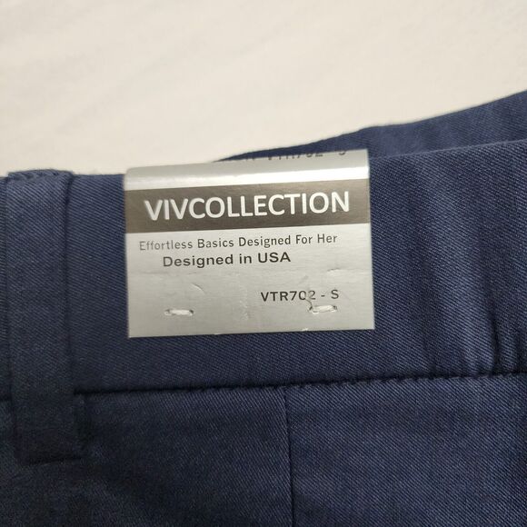 VIV Collection Women's Straight Fit Trouser Work Pants Navy Blue Size Small (A31 - Picture 5 of 8